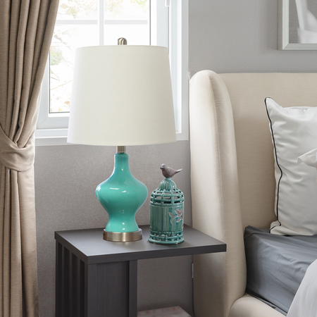 Lalia Home Paseo Table Lamp with White Fabric Shade, Teal LHT-5003-TL